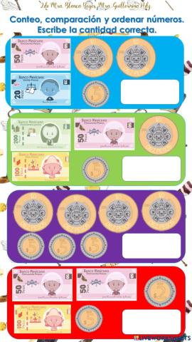 Conteo, comparación y ordenar números.