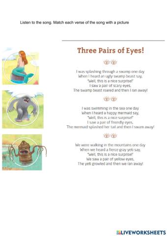 Past continuous song -Three pair of eyes-