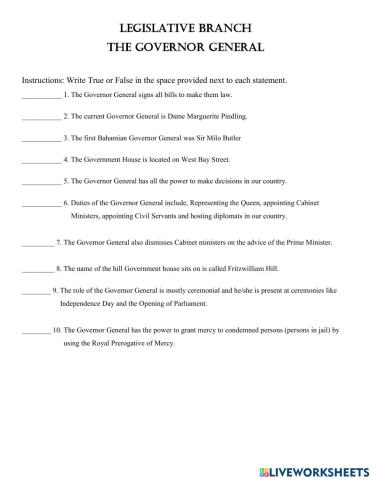 Governor General The Bahamas