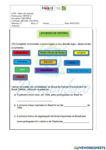 Brasil pré-Colonial e Brasil Colônia