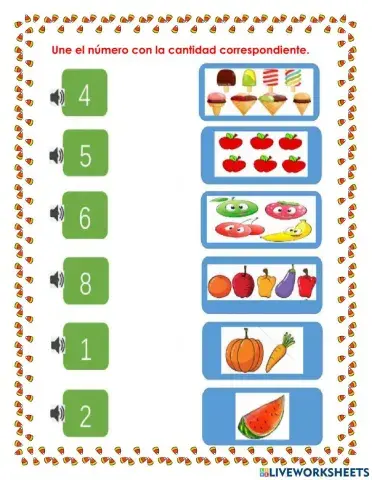 Los números del 1 al 8.