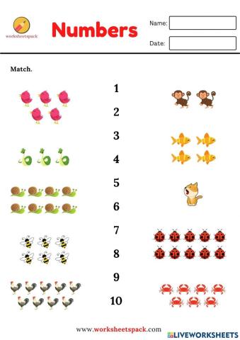 Matching numbers 1 to 10