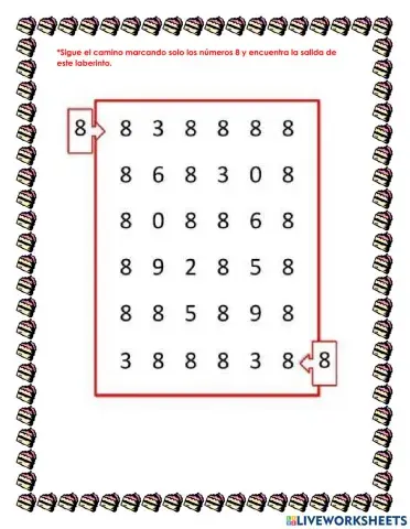 Los números del 1 al 8.