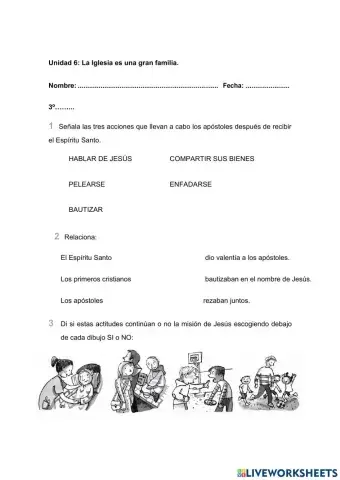 Evaluación Unidad 6 3º Primaria
