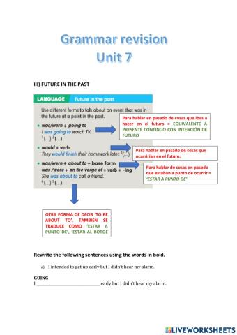 Grammar revision III unit 7