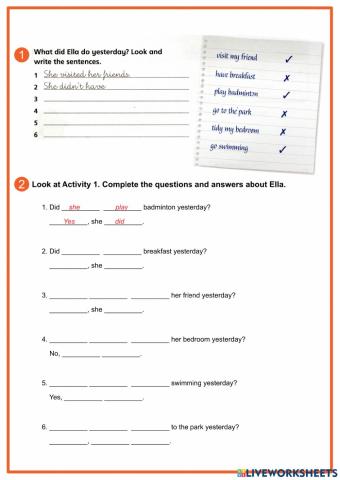 Past simple sentences