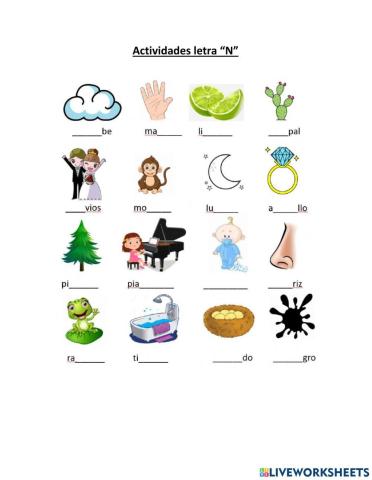 Escritura sílaba na-ne-ni-no-nu