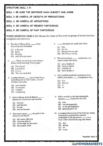 Structure skills 1-5
