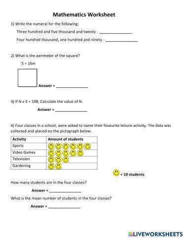 Mathematics Worksheet4