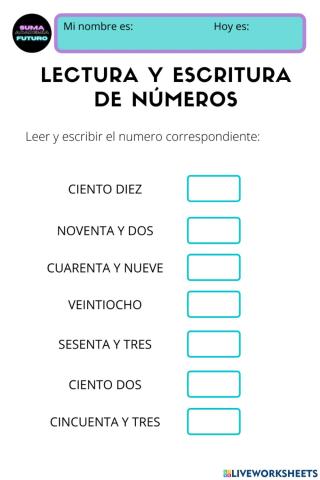 Lectura y escritura de numeros