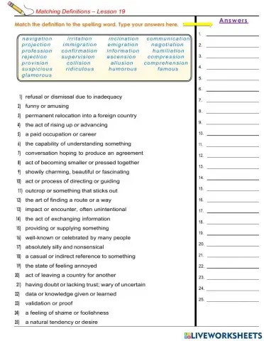 Lesson 19 Suffixes -ous, -sion, -ion, -ation