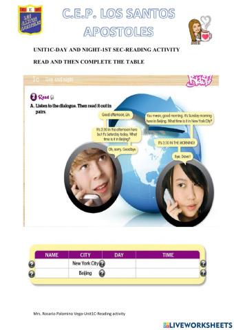 1st Sec-Day and night-Reading