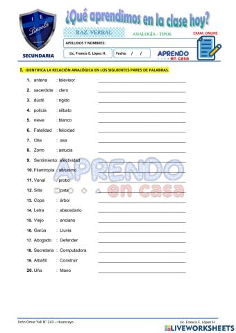 Prac. TIPOS DE ANALOGÍAS