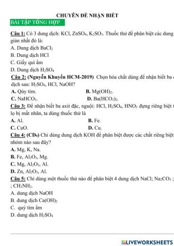 Nhận biết tổng hợp