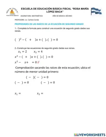 Propiedades de las raíces de las ecuaciones cuadráticas