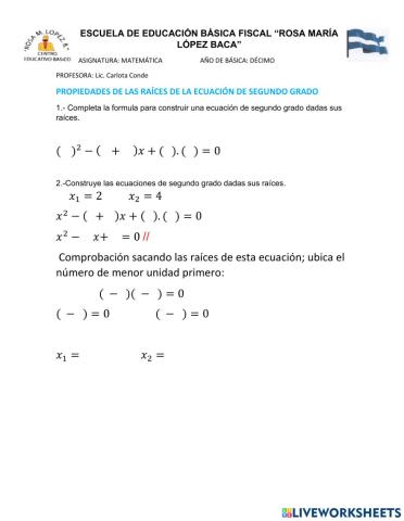 Propiedades de las raíces de las ecuaciones cuadráticas