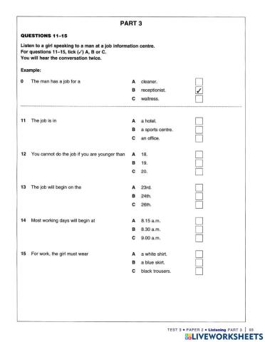 KET EXTRA - TEST 3 - PART 3, 4, 5