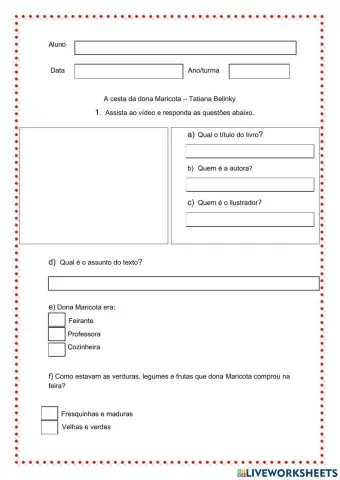Sequência didática A cesta de Dona Maricota