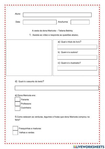 Sequência didática A cesta de Dona Maricota