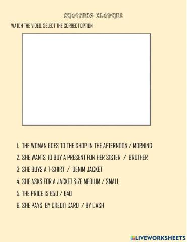 Shopping - buying clothes