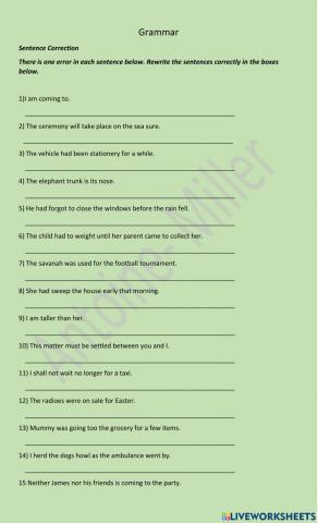 Grammar Worksheet-3
