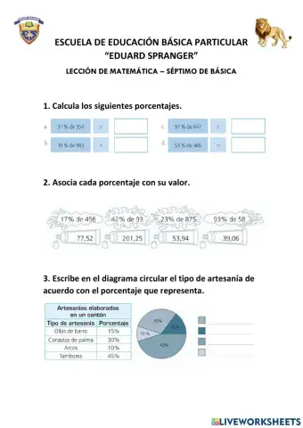 Leccion porcentajes y diagramas circulares