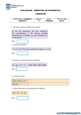 Nsa bimestral matemática