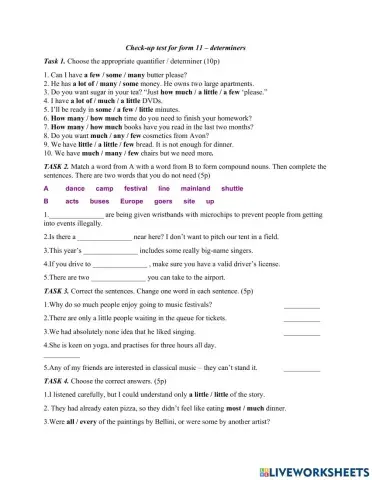 Check-up test for form11 on unit 10