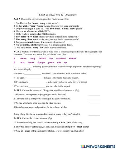 Check-up test for form11 on unit 10