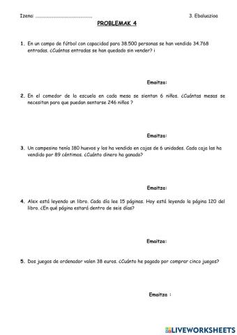 Problemak 4 gaztelera