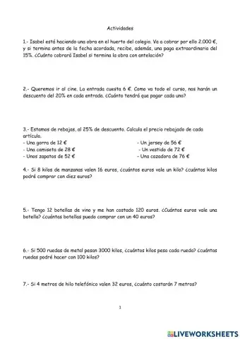 Porcentaje y poroporcionalidad