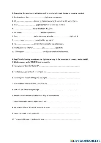 Past simple vs Present perfect simple