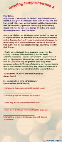 Reading ( Exercise 4 )