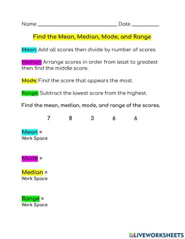 Find the Mean, Median, Mode, and Range
