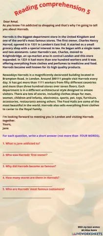 Reading ( Exercise 5 )