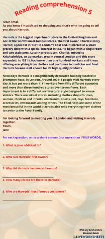 Reading ( Exercise 5 )