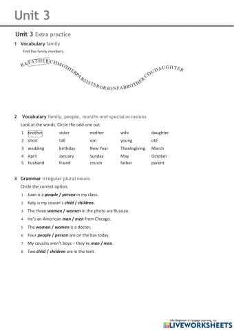 Unit 3 Extra practice