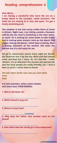 Reading ( Exercise 6 )