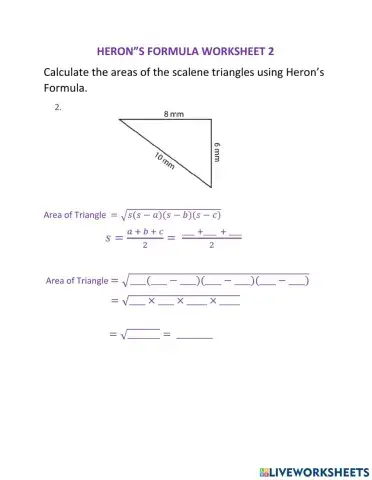 Heron's Formula Worksheet 2