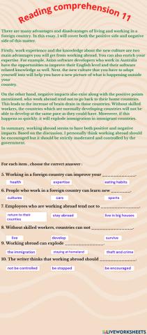 Reading ( Exercise 11 )