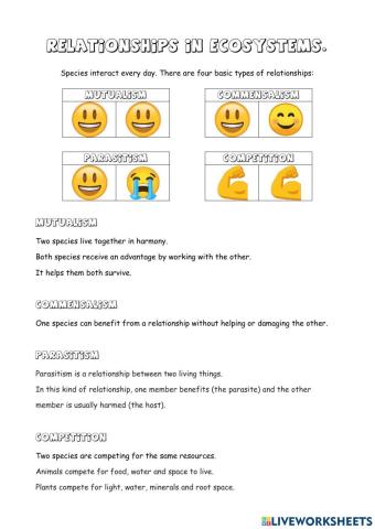 Relationships in ecosystems.
