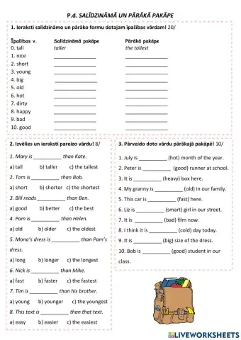 Comparatives and superlatives