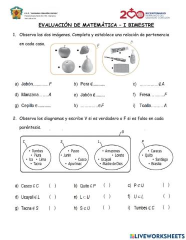 Examen bimestral de matemática