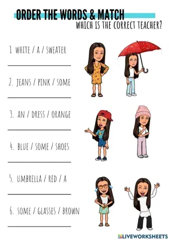 Order the words and match with the correct teacher