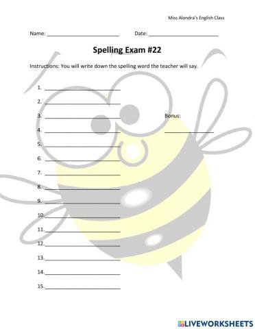 Spelling Exam -22