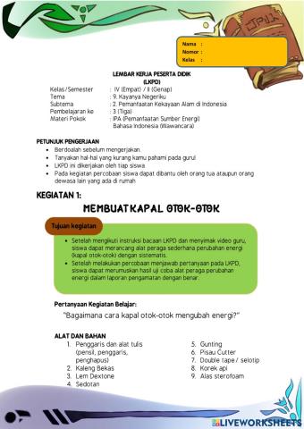 LKPD Kelas 4 Tema 9 Subtema 2 Pemb 3