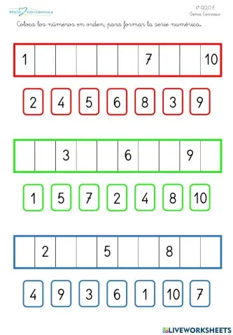 Serie numércia del 1 al 10