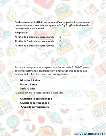 Reparto proporcional directo e inverso