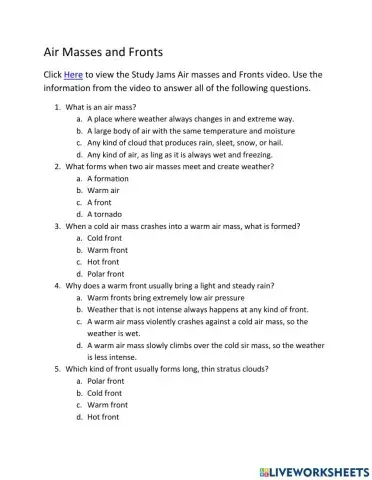 Air masses and fronts
