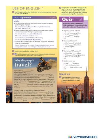Travelling Collocations- Articles